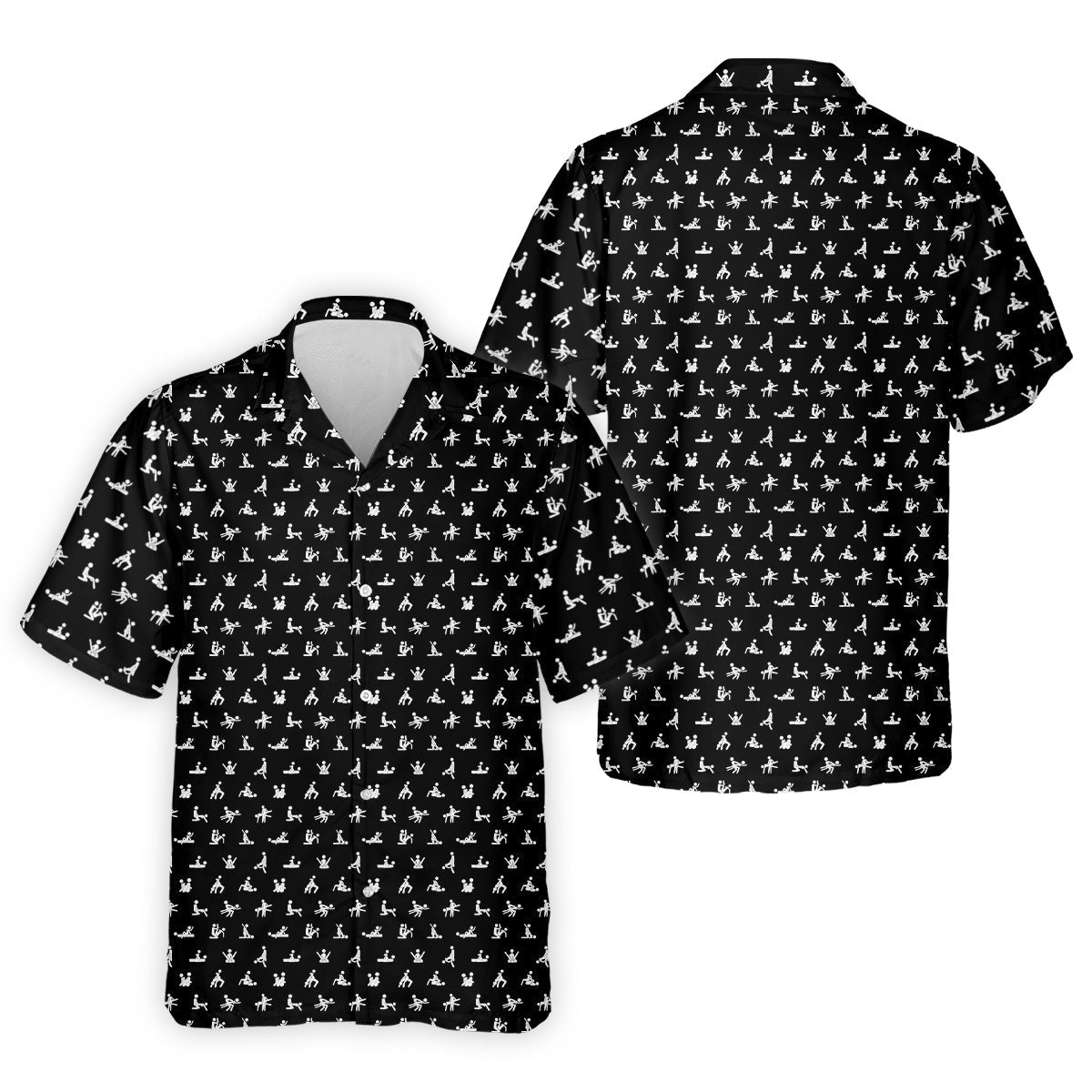 Funny Stick Figure Black And White Men's Golf    Funny Position Golf Polo  Fun Men Hawaiian Shirt HG