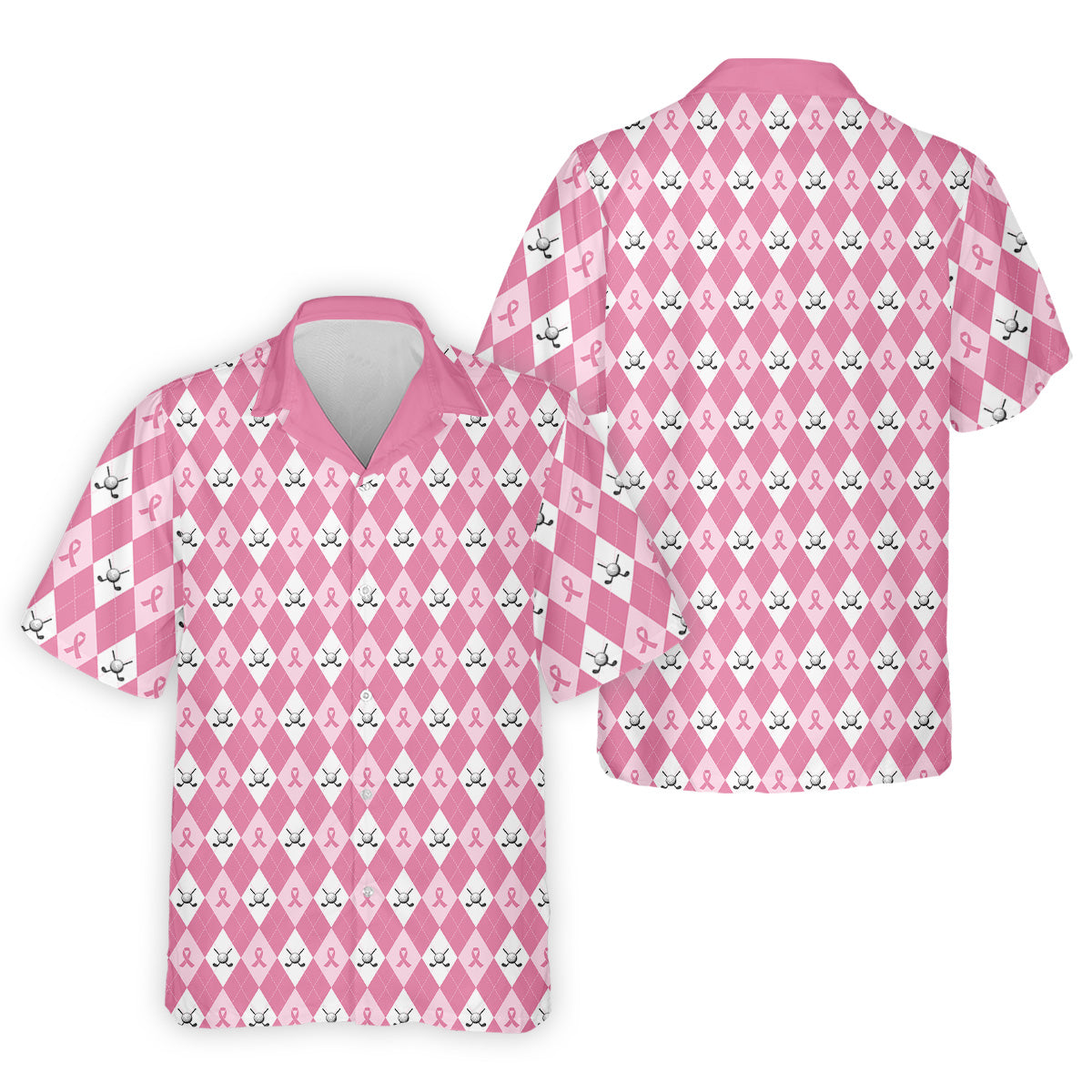 Breast Cancer Hawaiian Shirt HG  Pink Hawaiian Shirt HG Men  Pink Argyle Hawaiian Shirt HG  Breast Cancer Awareness Shirts