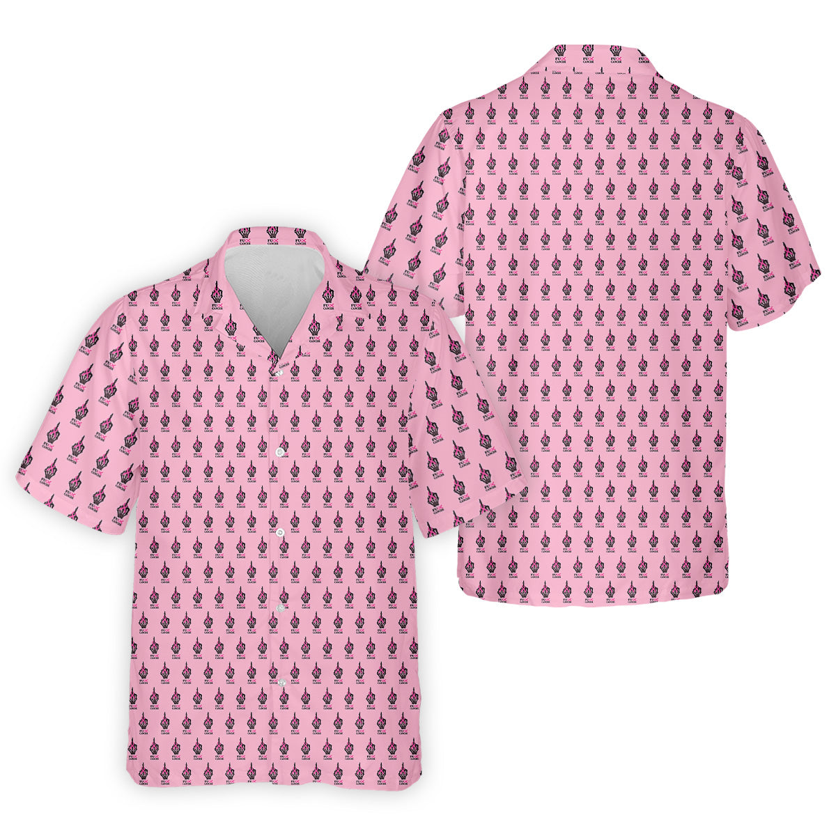 Funny Middle Finger Pink Men's Hawaiian Shirt HG  Breast Cancer Hawaiian Shirt HG  Fun Hawaiian Shirt HG  For Men