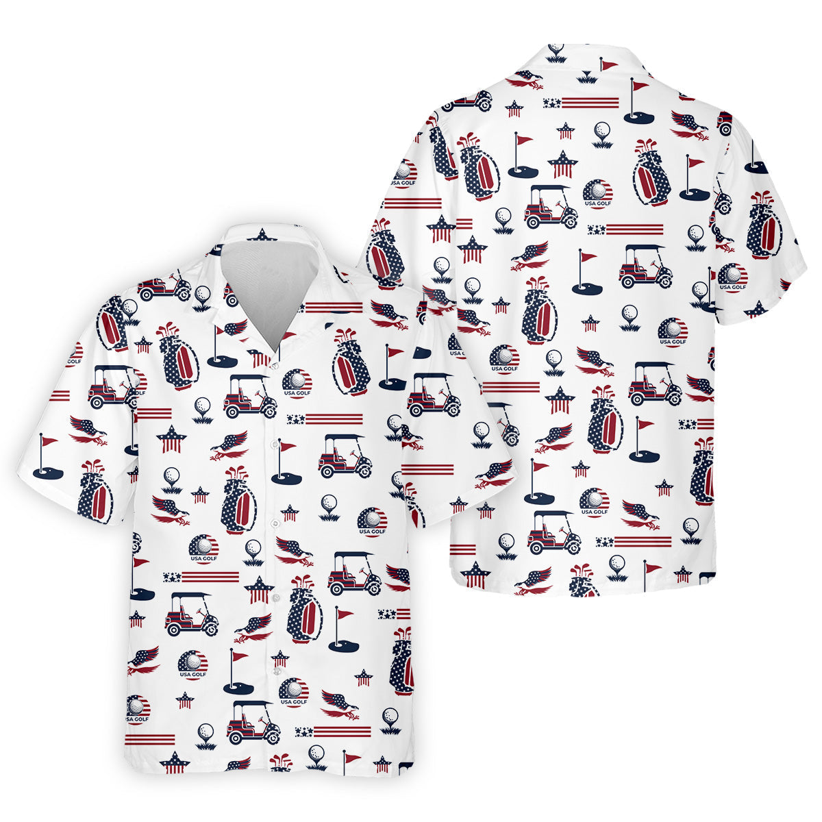 Patriotic USA Men's Golf    Men's 4th Of July Shirts  USA 250 Anniversary Hawaiian Shirt HG  Gifts For Golfing Dad
