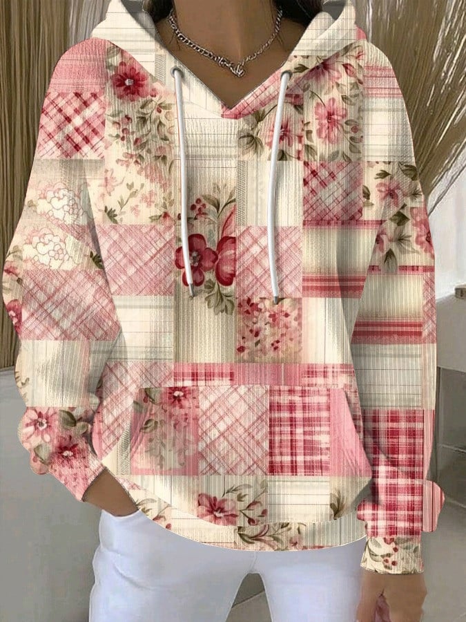 Breast Cancer Survivor Hoodie Floral Stronger Than Cancer Nice Gifts For Friends V-Neck Long Sleeve Waffle Hoodie Or Waffle Sweatshirt HG Apparel
