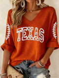 Texas Longhorns Football V-Neck Long Sleeve Waffle Hoodie Or Waffle Sweatshirt HG Football Apparel Game Day Gift Ideas