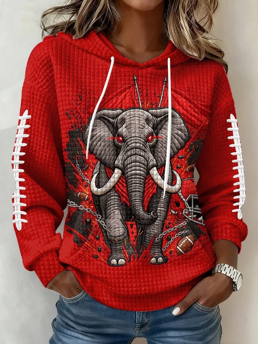 Alabama Crimson Tide Hoodie Football Game Day Clothing Bama Football Gifts For Her V-Neck Long Sleeve Waffle Hoodie Or Waffle Sweatshirt HG Apparel