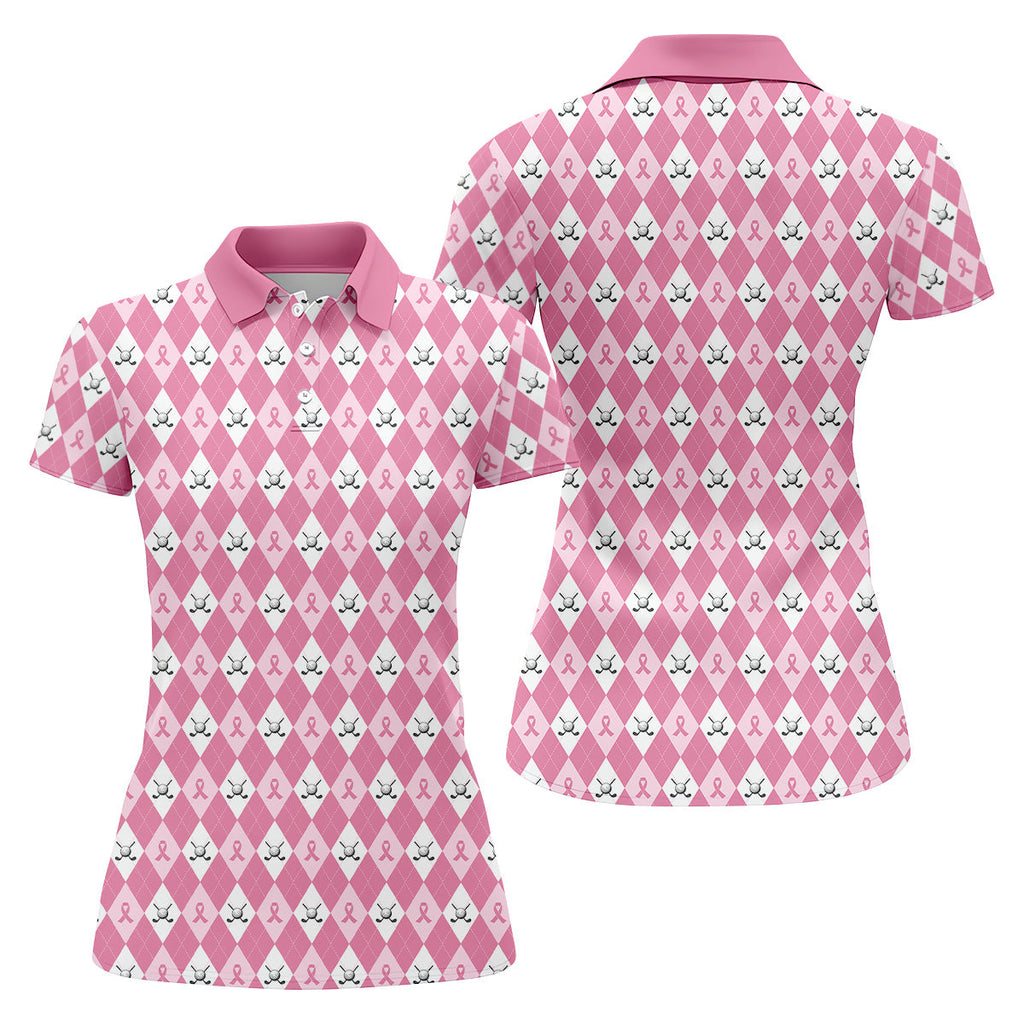 Breast Cancer Golf Shirt  HG Pink Argyle Golf Shirt  HG Breast Cancer Awareness Shirts  Women Golf Shirt