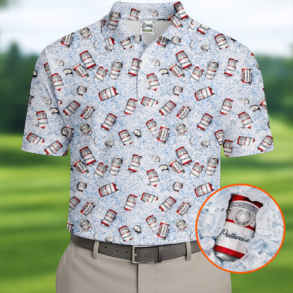Puttweiser Men's Funny Golf Shirts  Golf And Beer Polo Shirt HGs For Men  Golf Shirts For Men