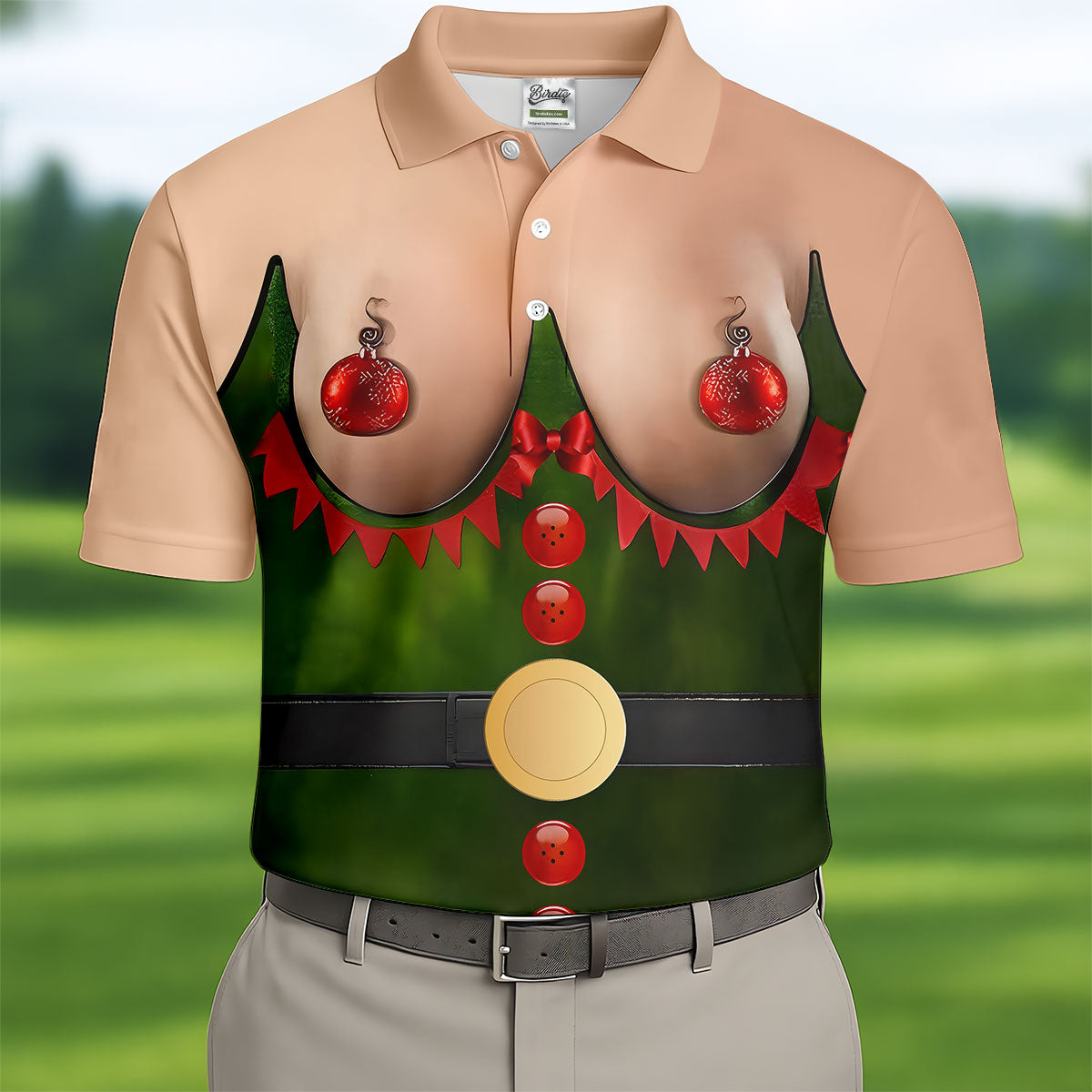 Funny Naughty Elf Costume Men's Polo Shirt HG Ugly Christmas Shirt  Christmas Golf Shirt