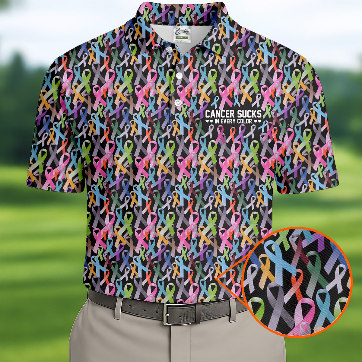 Cancer Sucks In Every Color Black Golf Shirt  HG Cancer Survivor Shirt  Cancer Awareness Shirt  Polo Shirt HGs For Men