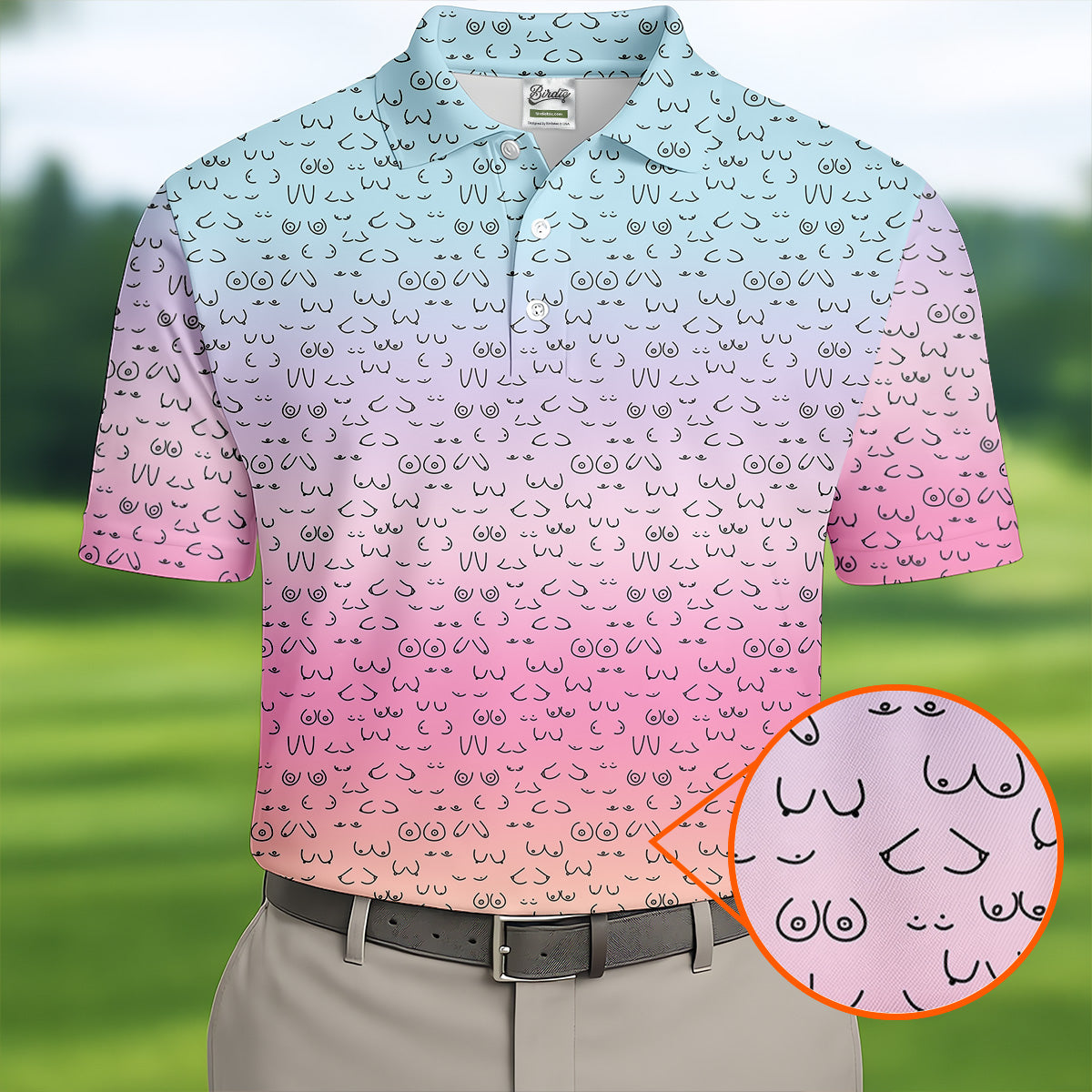 Funny Adult Humor Ombre Golf Shirt HG   Fun Men's Golf Polos  Polo Shirts For Men  Golf Gift For Him