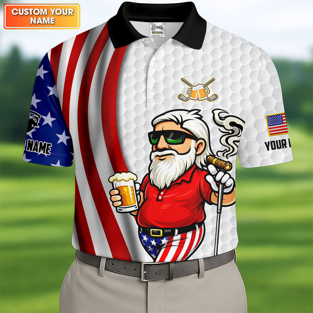 Happiness Is An Old Man With A Beer Funny 4th Of July White Golf Shirt  HG 250th Anniversary Golf Shirts For Men