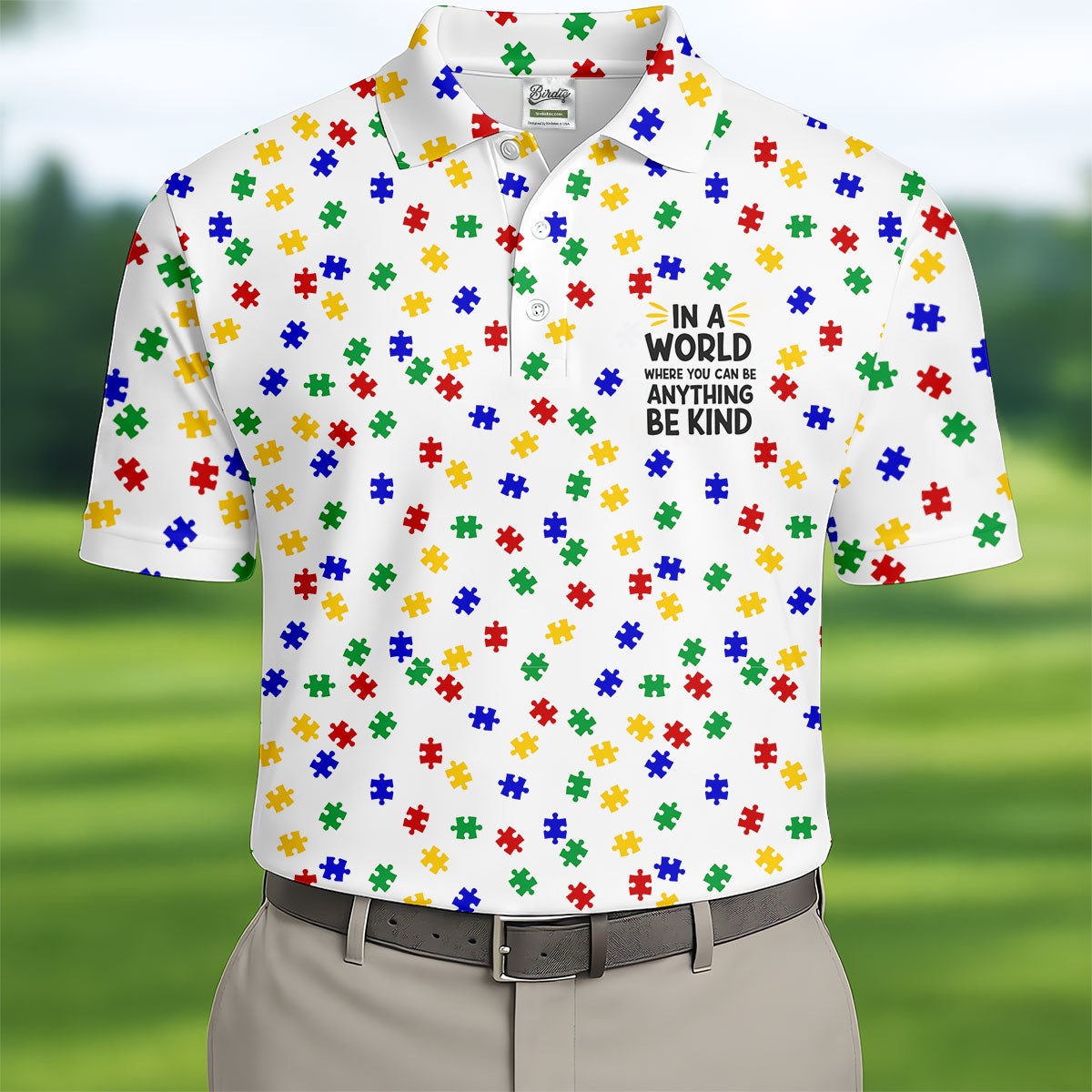 In A World Where You Can Be Anything Be Kind Golf Tops For Men  Autism Awareness Color Golf Shirt HG s For Men