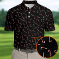 Christmas Candy Cane Golf Tops For Men  Christmas Golf Shirt HG   Black Golf Polo Shirt  Golf Gift For Men