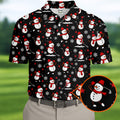 Cute Snowman Golf Pose Black Polo Shirt HG Christmas Polo Shirt HG Golf Shirts For Men  Golf Gift For Men