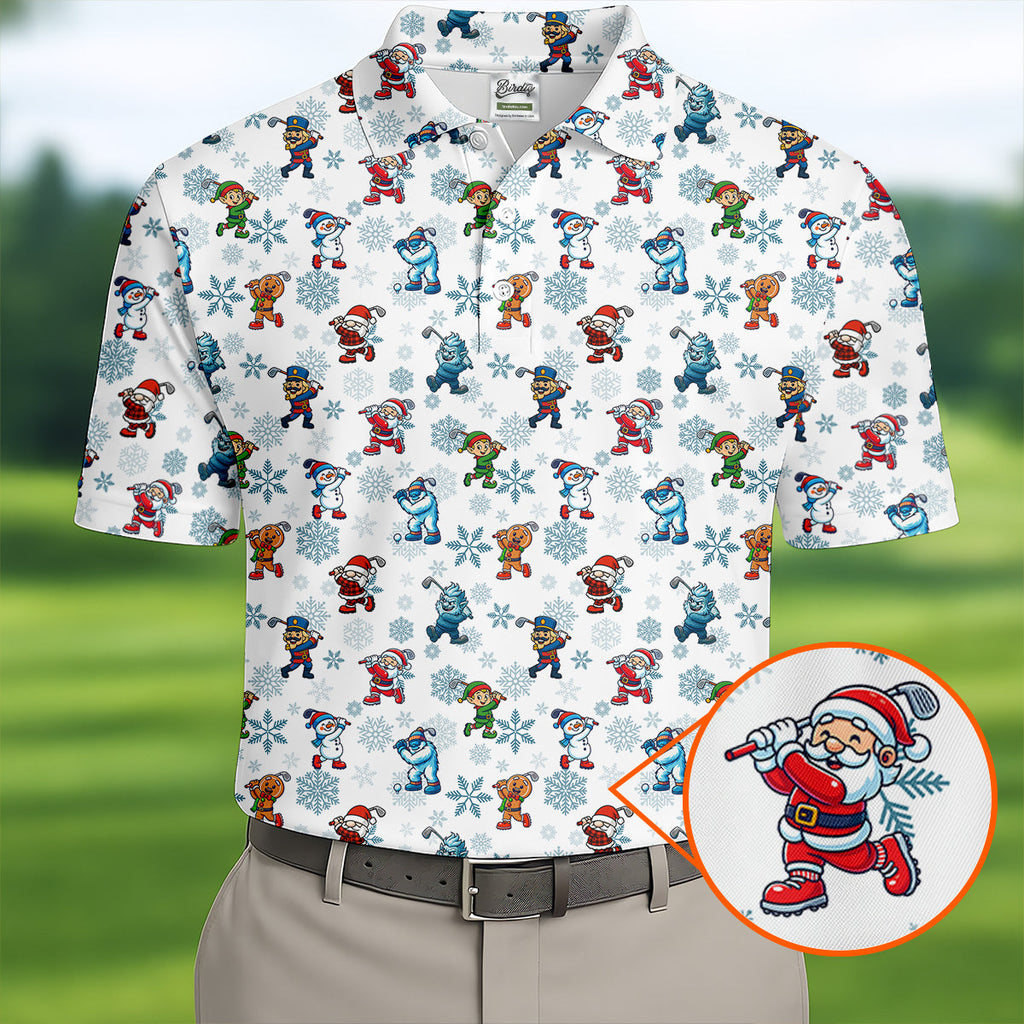 Christmas Characters Golf Pose Men's Funny Golf Shirts  Christmas Golf Shirt  HG Polo Shirt HGs For Men