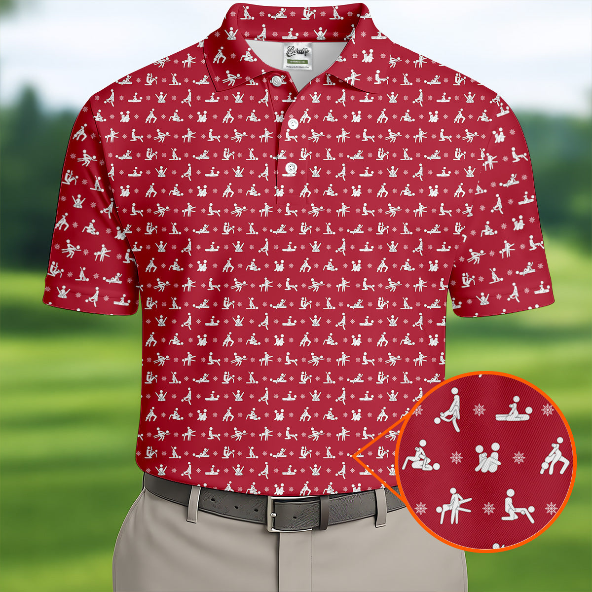 Funny Stick Figure Naughty Couple Red Golf Shirt HG   Valentines Golf Gift  Polo Shirts For Men  Golf Gift For Men