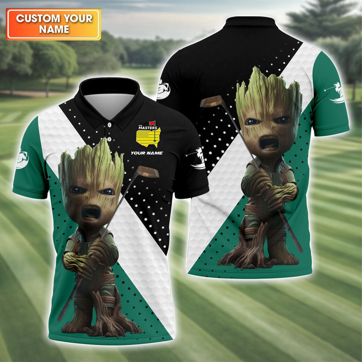 BabyGroot Custom Men's Golf Polo Shirt  Golfing Apparel  Mens Golf Gift  Funny Golf Shirt HG