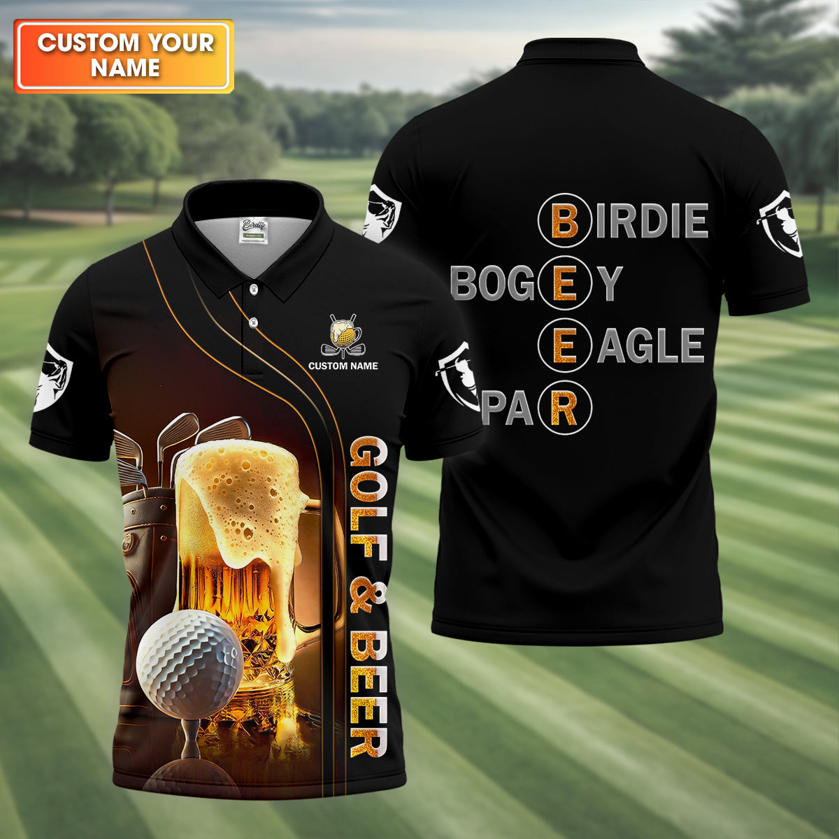 Golf And Beer Custom Men's Funny Graphic Golf Polo Shirt HG  Christmas Golf Gift  Gift For Golfer