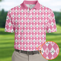 Breast Cancer Golf Shirt HG   Pink Golf Shirt HG  Men  Pink Argyle Golf Shirt HG   Breast Cancer Awareness Shirts