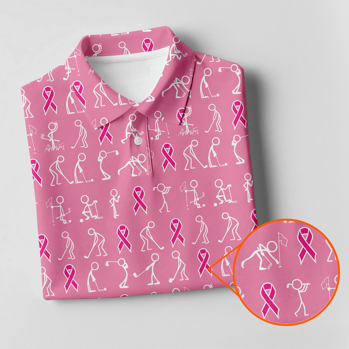 Funny Stick Figure Womens Golf Shirt  HG Breast Cancer Awareness Shirt  Pink Golf Shirt  HG Ladies Golf Shirt