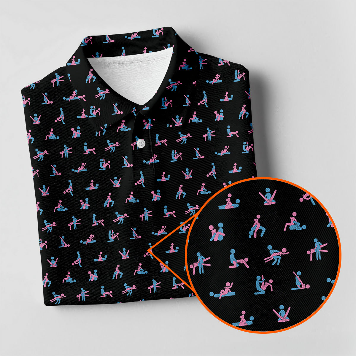 Funny Stick Figure Men's Golf Polo Shirt HG  Funny Position Golf Polo  Fun Men Golf Shirts  Golf Gift For Him