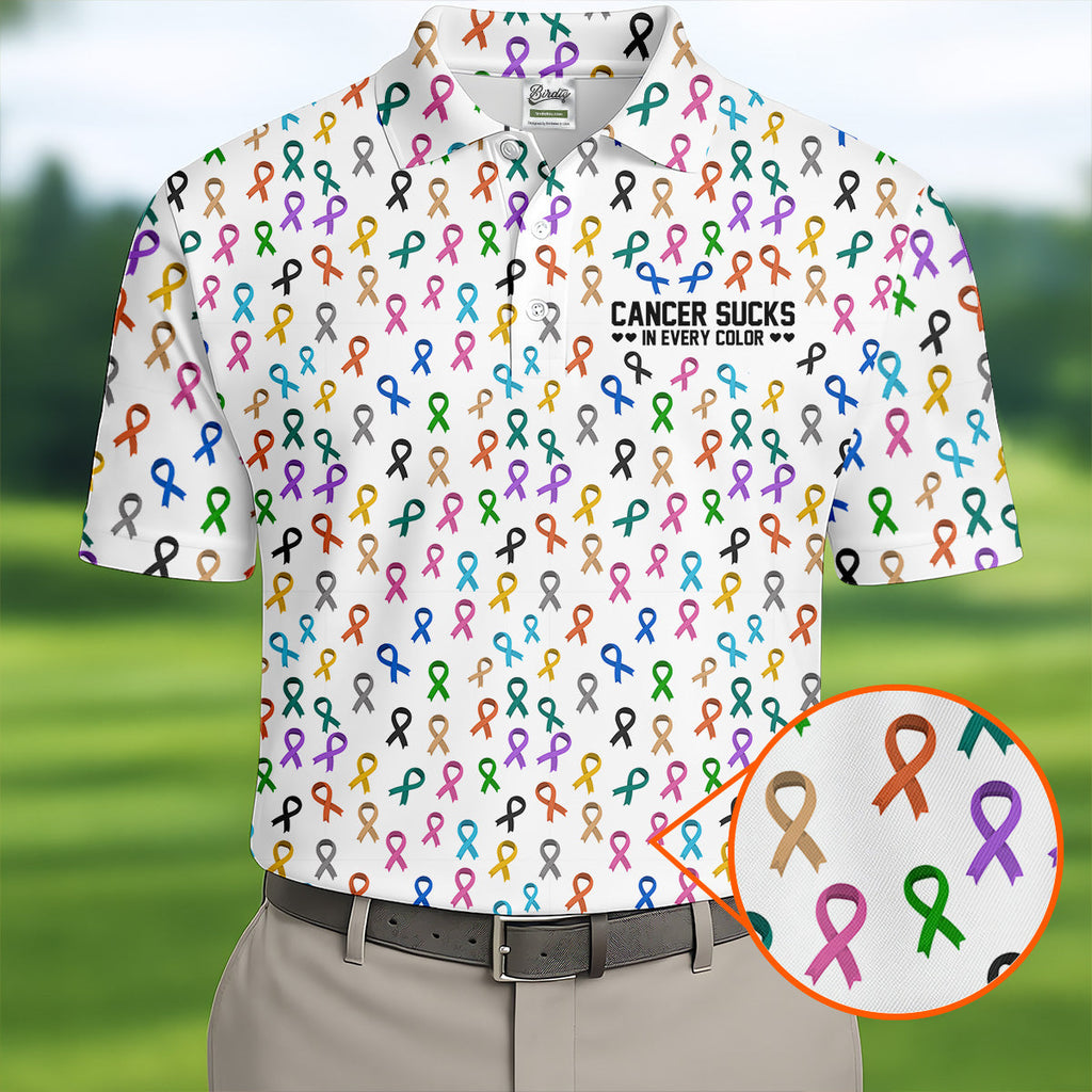 Cancer Sucks In Every Color  Cancer Survivor Shirt  Couple Polo Shirt HG Matching Polo Shirt HG His And Hers Golf Shirts