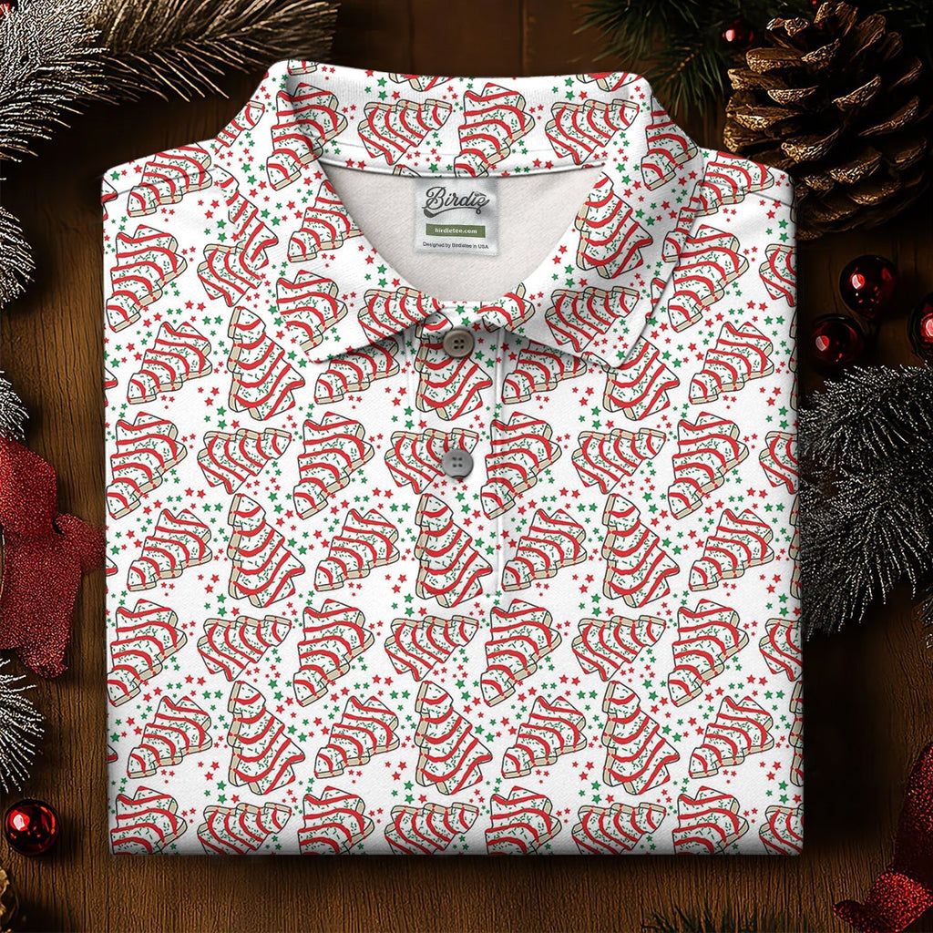 Christmas Tree Cakes White And Red Golf Tops For Men  Christmas Golf Shirt  HG Polo Shirt HGs For Men