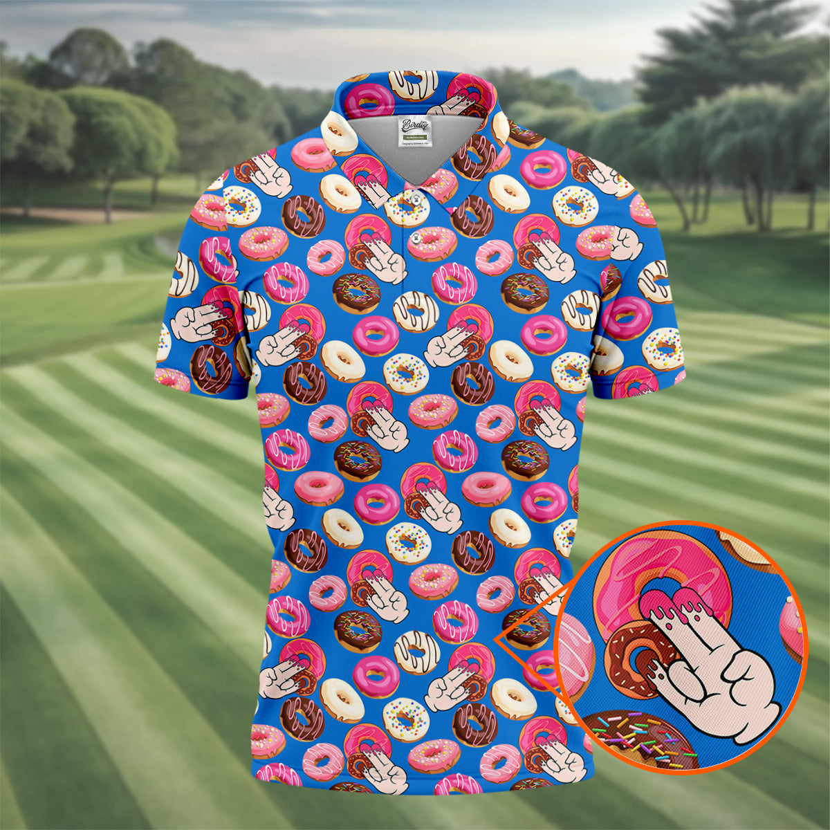 Funny Donut Adult Humor Blue And Pink Fun Golf Shirts For Men  Valentines Golf Gift  Polo Shirt HGs For Men