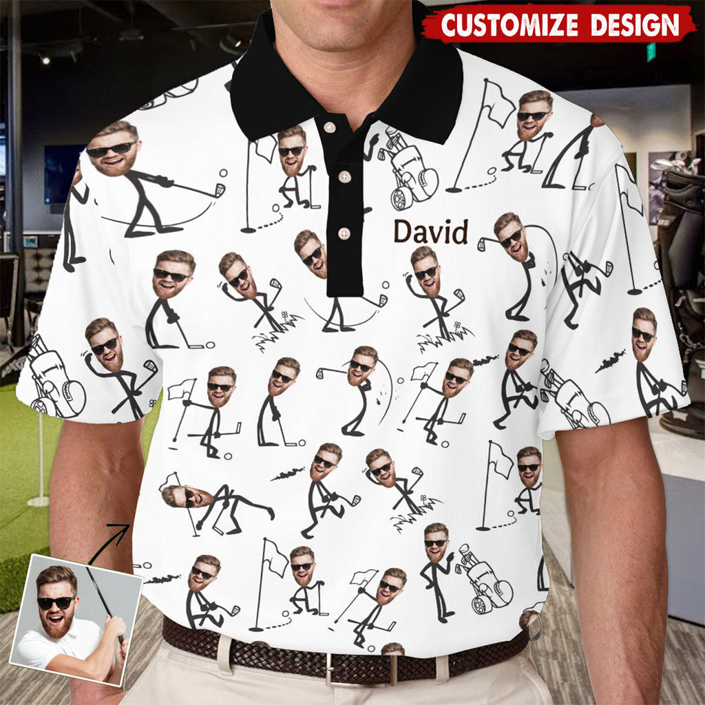 Custom Photo Funny Golf Polo Shirt HGs  Golfing Apparel  Golf Gift For Men