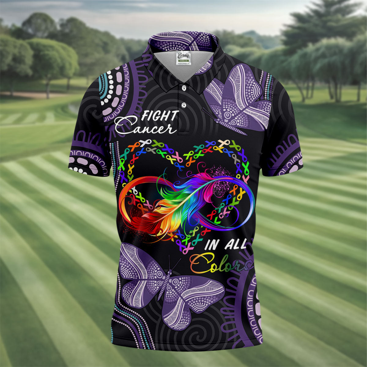 Fight Cancer In All Color Men's Polo Shirt HG Cancer Awareness Shirt  Cancer Survivor Shirt  Golf Gift For Men