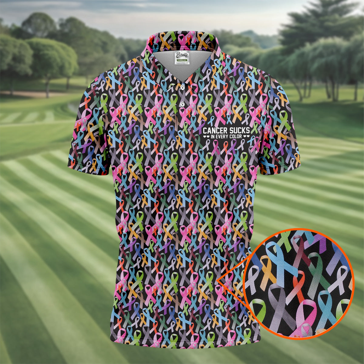 Cancer Sucks In Every Color Black Golf Shirt  HG Cancer Survivor Shirt  Cancer Awareness Shirt  Polo Shirt HGs For Men