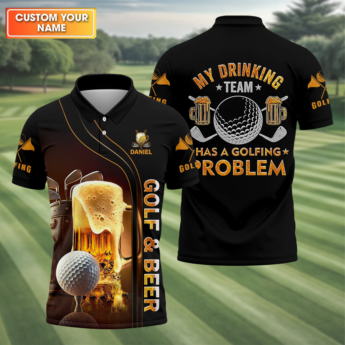 My Drinking Team Has Golfing Problem Beer Custom Men's Golf Polo Shirt HG  Mens Golf Gift  Funny Golf Shirt