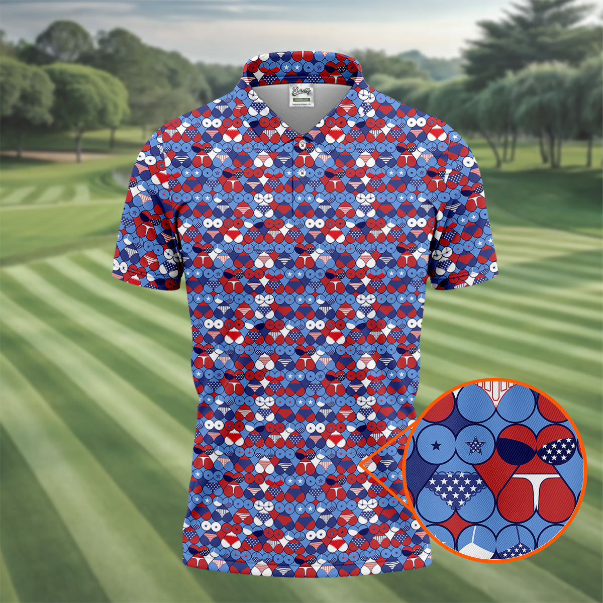 Red Blue White Naughty Fun Patriotic Golf Shirt HG   250th Anniversary Fun Golf Shirt HG s For Men  Polo Shirts For Men