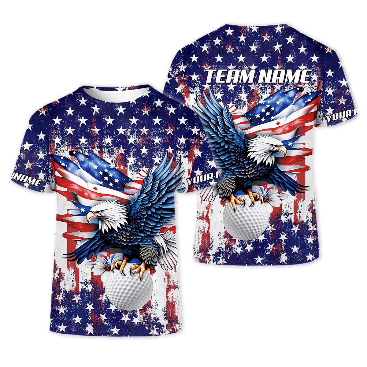 American Eagle And Star Custom Golf Polo Shirt HG  Gift For Golfers  Golf Gift Ideas  America 250 Anniversary Golf Shirt