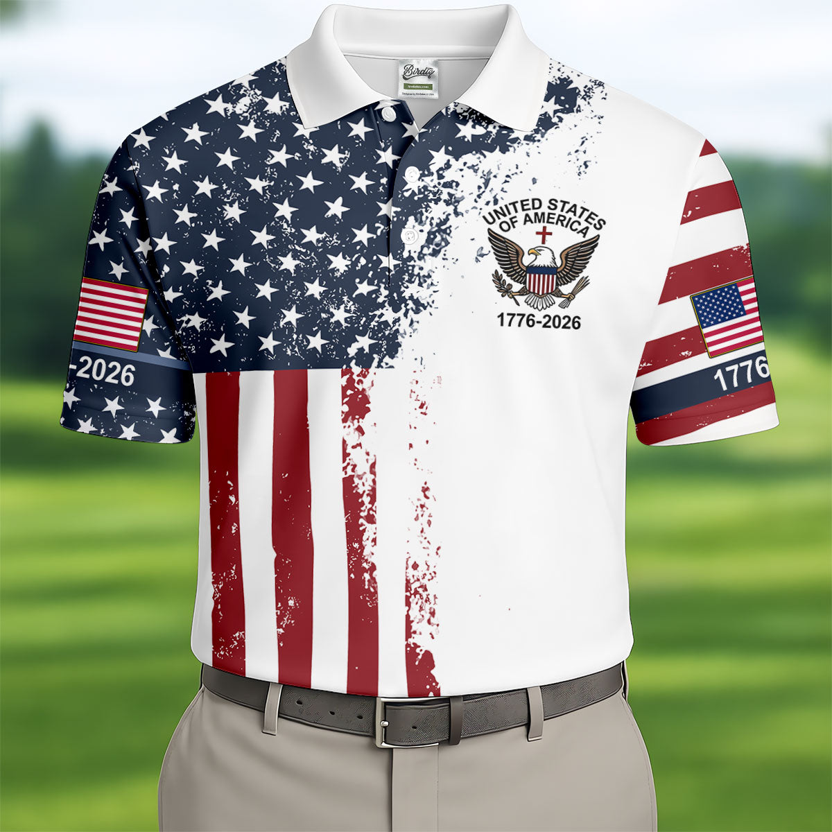 America 250 Mens Patriotic Apparel Men's United States Of America 1776-2026 Tops 4th Of July Shirt Polo Shirt HG