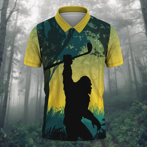Bigfoot Men's Golf Polo Shirt HG  Golfing Apparel  Mens Golf Gift  Funny Golf Shirt