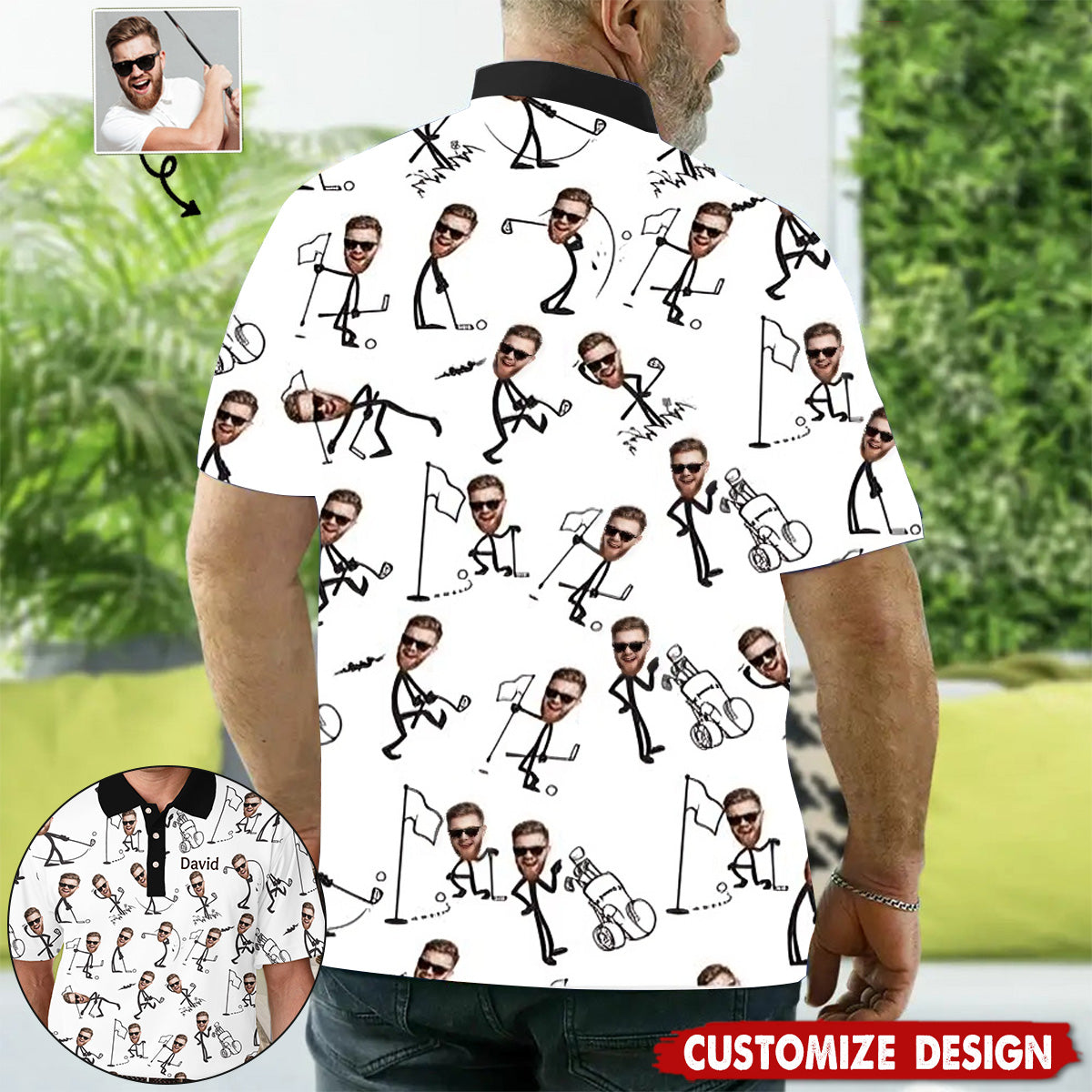 Custom Photo Funny Golf Polo Shirt HGs  Golfing Apparel  Golf Gift For Men