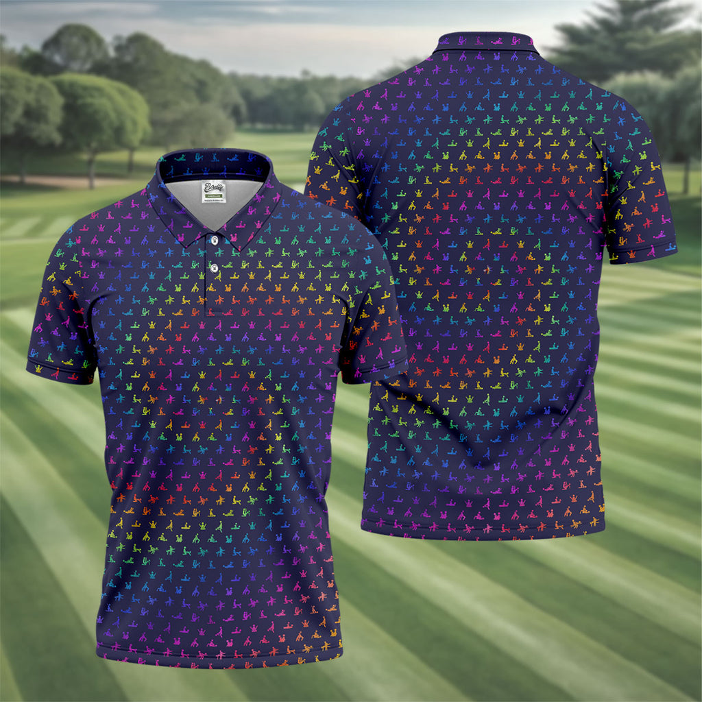 Naughty Position Adult Humor Rainbow Effect Men's Golf Polo Shirt HGs  Golf Gift For Men  Golf Shirts For Men