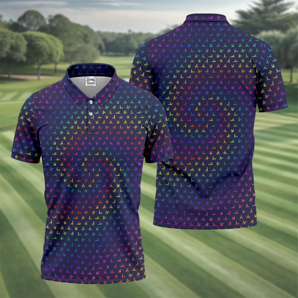 Naughty Position Adult Humor Rainbow Effect Men's Golf Polo Shirt HGs  Golf Gift For Men  Golf Shirts For Men