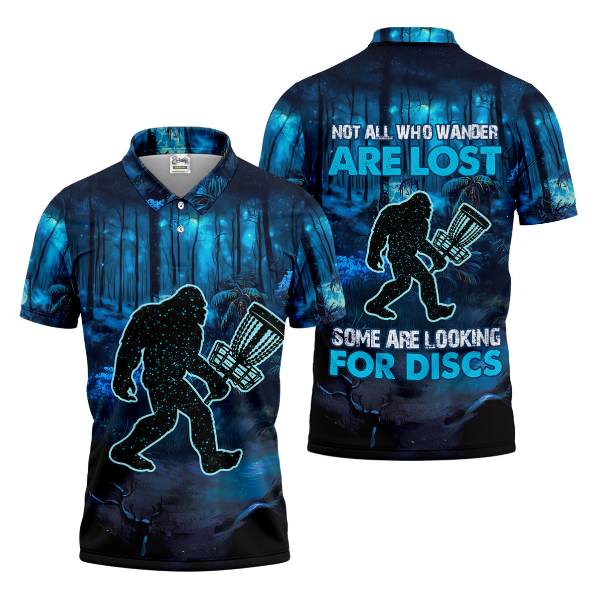 Not All Who Wander Are Lost Bigfoot Discs Golf Men's Golf Polo Shirt  Funny Golf Shirt HG   Dad Golf Gift