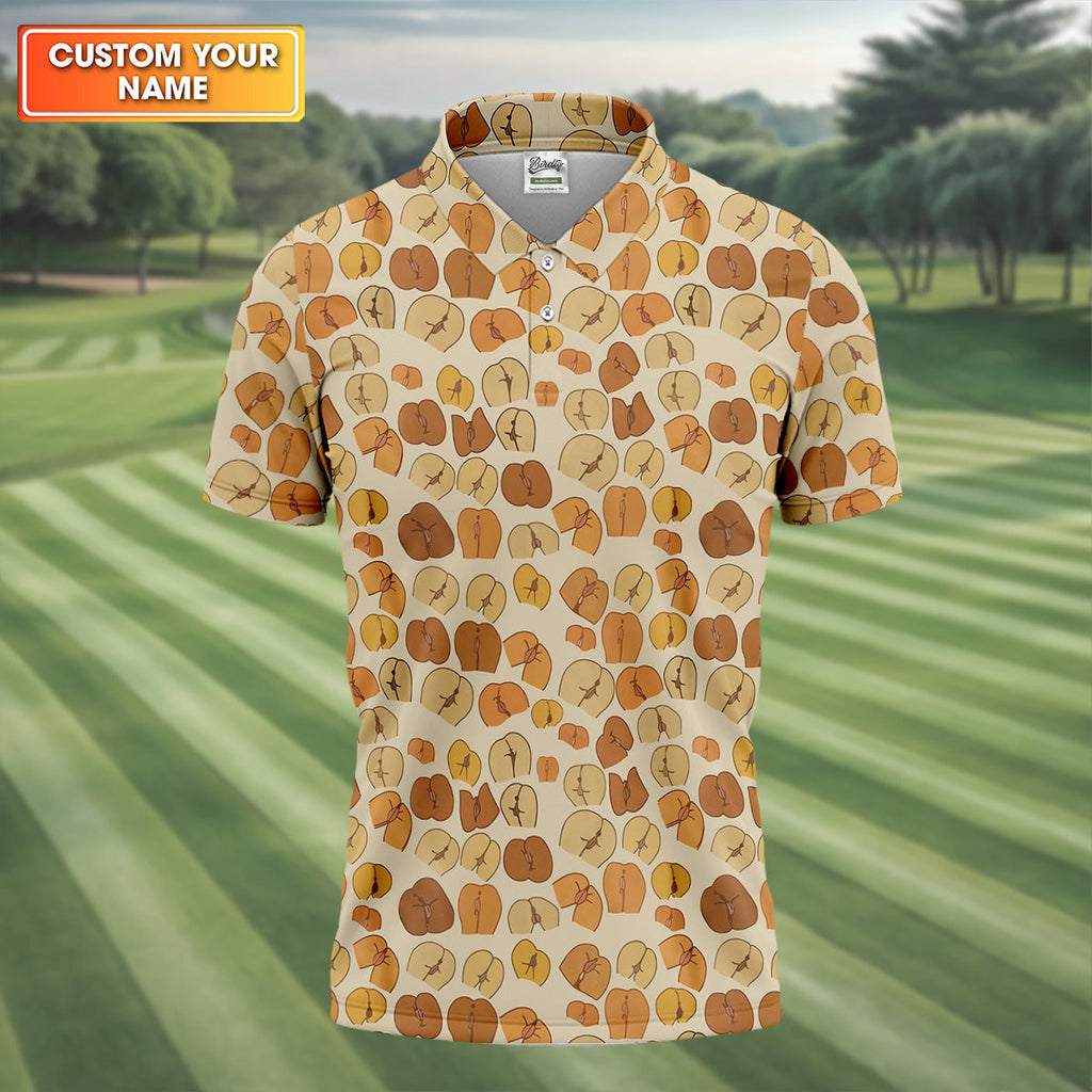 Funny Peach Golf Tops For Men  Men's HG Funny Golf Shirts  Unique Gift For Golfer  Golfing Apparel