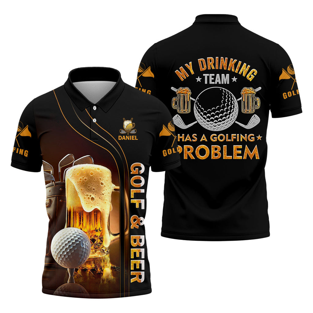 My Drinking Team Has Golfing Problem Beer Custom Men's Golf Polo Shirt HG  Mens Golf Gift  Funny Golf Shirt