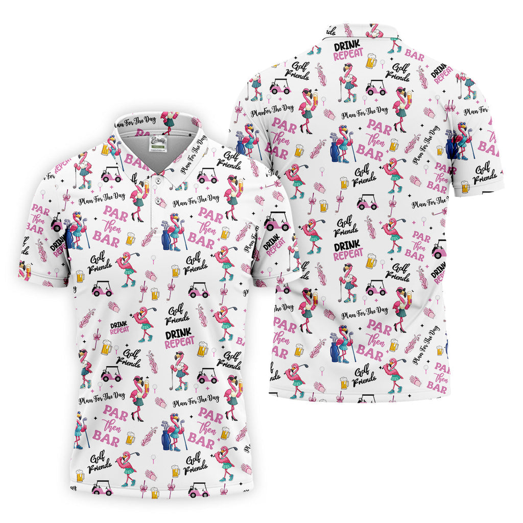 Par Then Bar Flamingo Polo Shirt HG Fun Golf Shirts Mens  Golf Hoodie Mens  Matching Golf Shirts