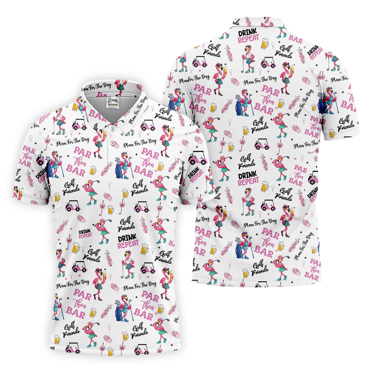 Par Then Bar Flamingo Polo Shirt HG Fun Golf Shirts Mens  Golf Hoodie Mens  Matching Golf Shirts