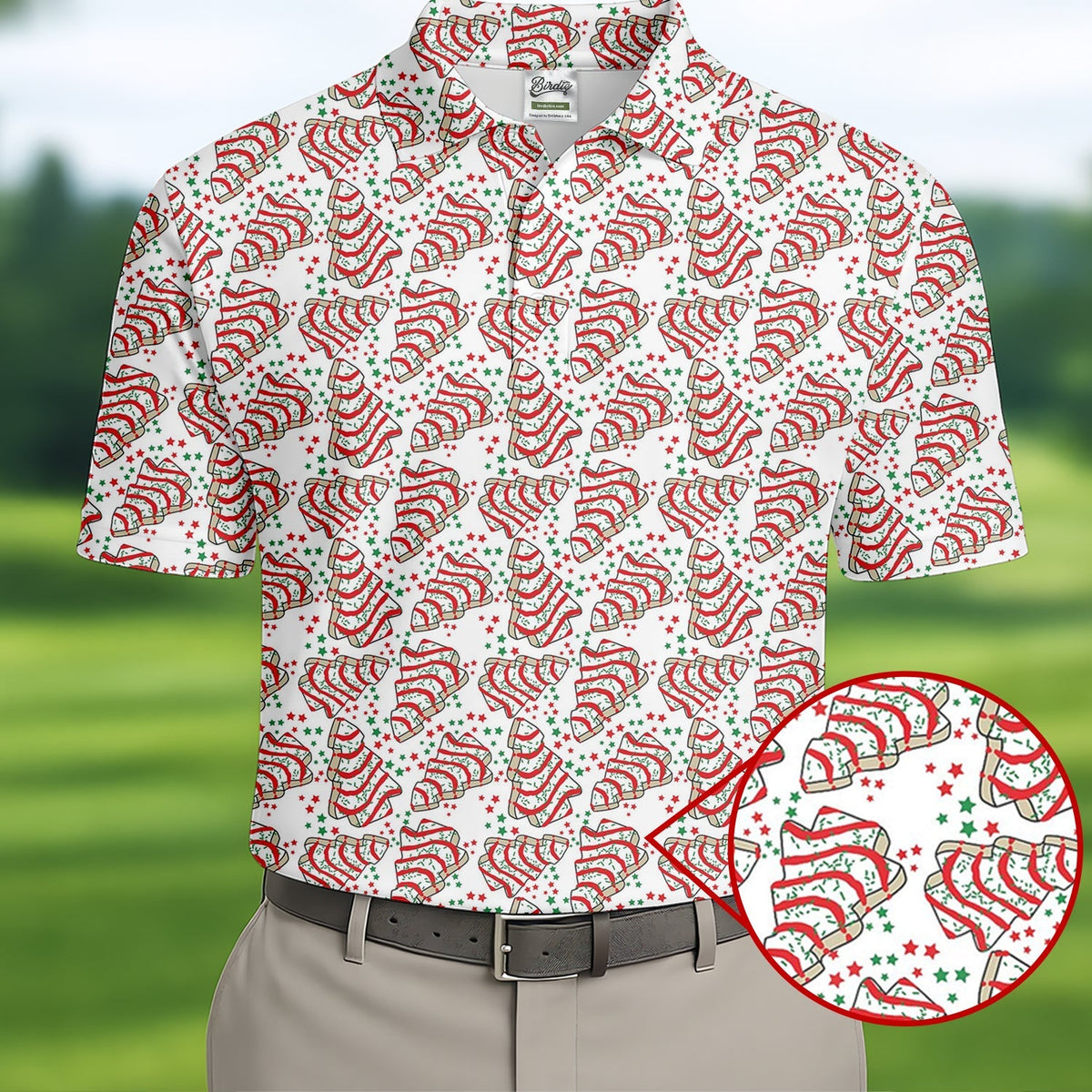Christmas Tree Cakes White And Red Golf Tops For Men  Christmas Golf Shirt  HG Polo Shirt HGs For Men
