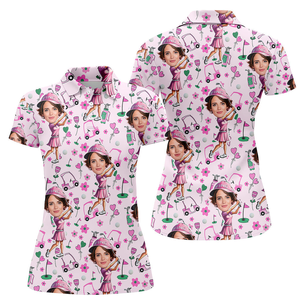 Custom Face Funny Womens Golf Polo Shirt HG  Ladies Golf Shirt