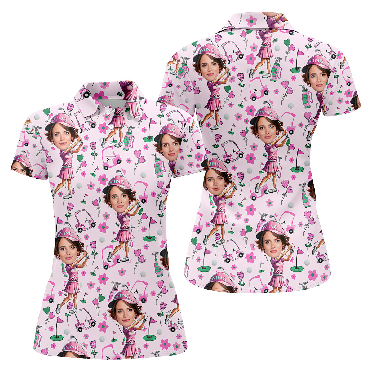 Custom Face Funny Womens Golf Polo Shirt HG  Ladies Golf Shirt
