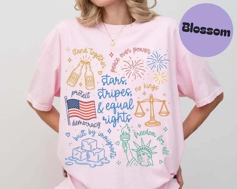 TT Liberal 4th of July TShirt  Doodle USA Political Tee  Anti Independence Day  Equal Rights  Antii Ice  Peace  Resist Tee HFN Shirt