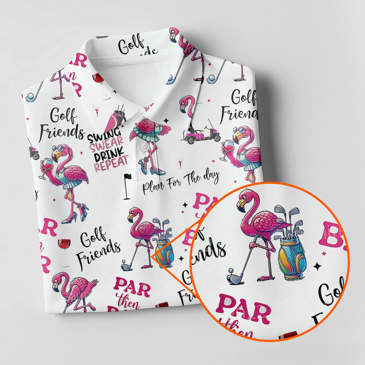 Par Then Bar Flamingo Funny Ladies Golf Polo Shirt HG  Custom Funny Golf Shirt