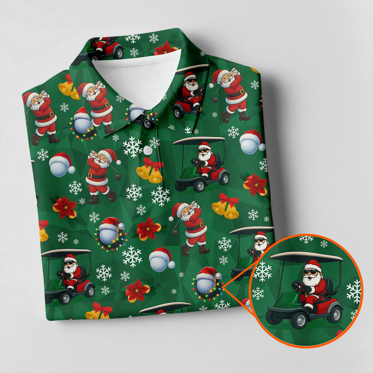 Santa Christmas Green Golf Polo  Fun Men's Golf Polos  Christmas Golf Shirt HG   Golf Shirt HG s For Men