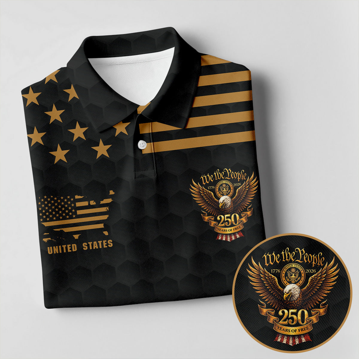 We The People 250 Years Golf Ball Pattern Black Golf Shirt HG   4th Of July Patriotic Golf Shirt HG  For Women