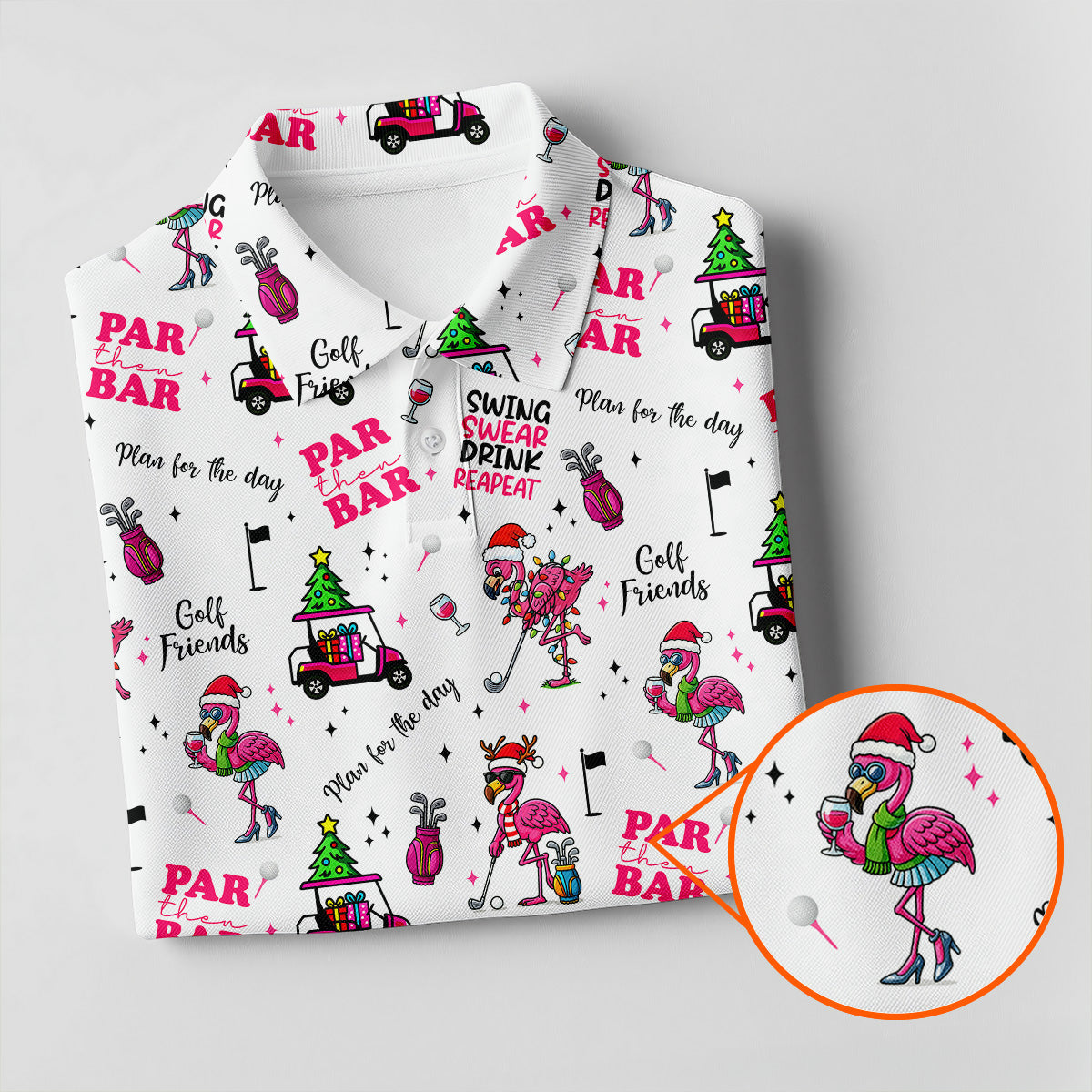 Christmas Flamingo Par Then Bar Women's Golf Shirt HG s  Christmas Golf Shirt HG   Ladies Golf Shirt HG s  Women's Golf Gifts